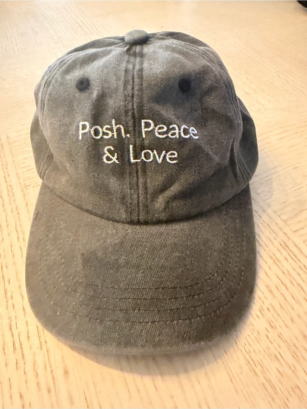 Posh Peace & Love Embroidered Baseball Cap - Gray